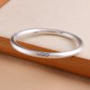 Sterling Silver Bangles for women, Round closed bangle with flower engravings