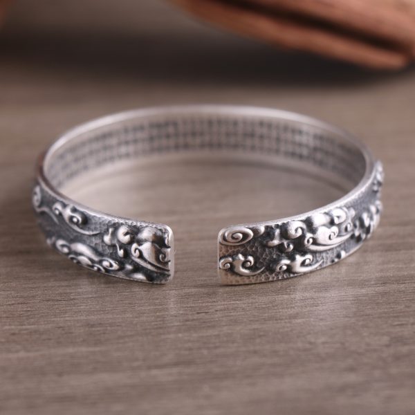 Genuine 999 Sterling Silver Heart Sutra Bangles
