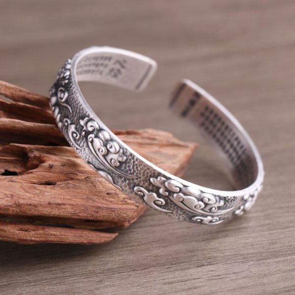 Genuine 999 Sterling Silver Heart Sutra Bracelet