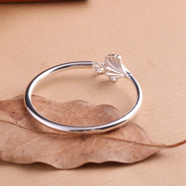 Ginkgo Leaf Sterling Silver Bangles for women, women open cuff bangle