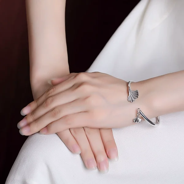 Ginkgo Leaf Sterling Silver Bangles for women wear