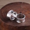 Lotus Heart Sutra Sterling Silver Ring For Men, Chinese Style