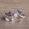 Mens Sterling Silver Ring for Lotus Hear Sutra, detail view