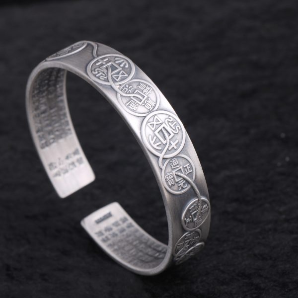 S999 Silver Ancient Chinese Coins Bangles Bracelet