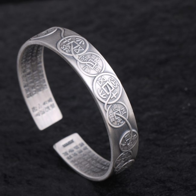 S999 Silver Ancient Chinese Coins Bangles Bracelet