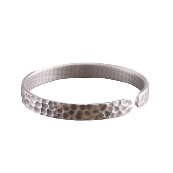 S999 Silver Bangles Bracelet Of Hand Hammered - Image 5