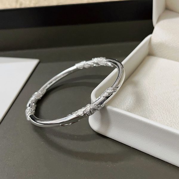 S999 Sterling Silver Bangle of engraving Filigree