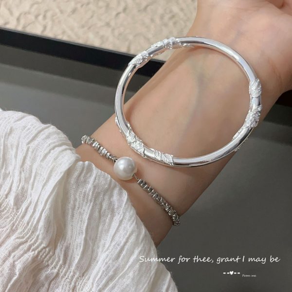 S999 Sterling Silver Bangle of engraving Filigree top view