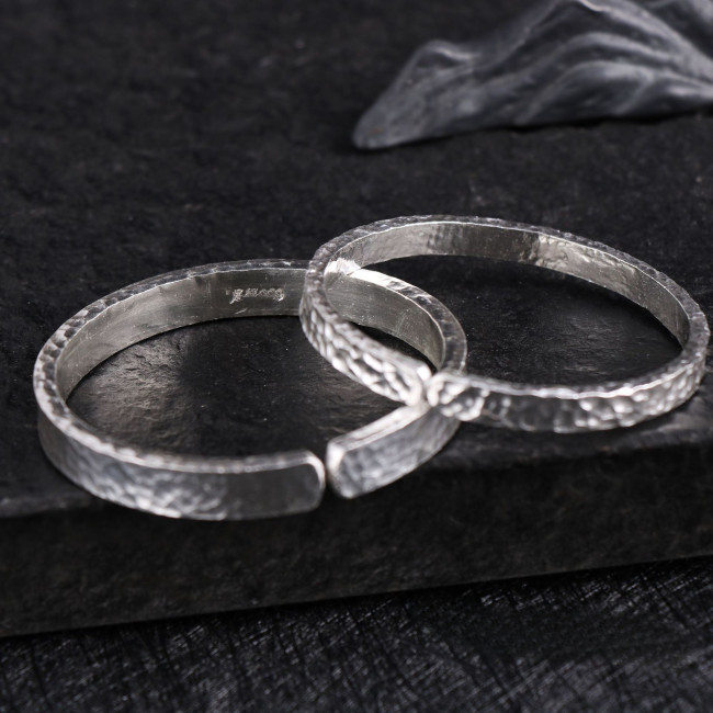 S999 Silver Retro Hand Hammered Bracelet