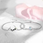 Silver Couple Bracelets Of Prince And Rose, Prince bracelet and Rose Bracelet