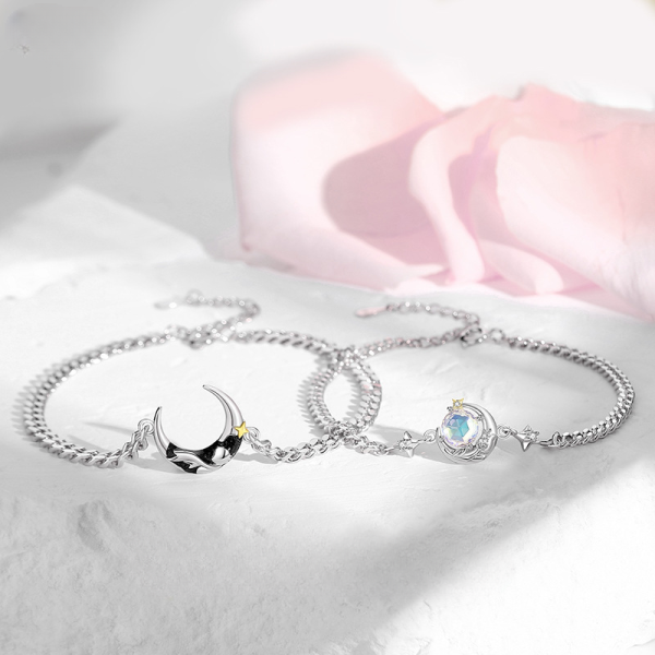 Silver Couple Bracelets Of Prince And Rose, Prince bracelet and Rose Bracelet