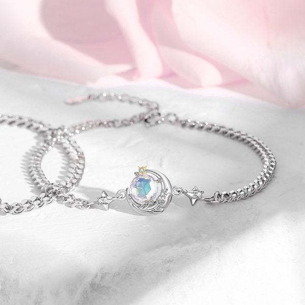 Silver Couple Bracelets Of Prince And Rose For Women, Rose bracelet