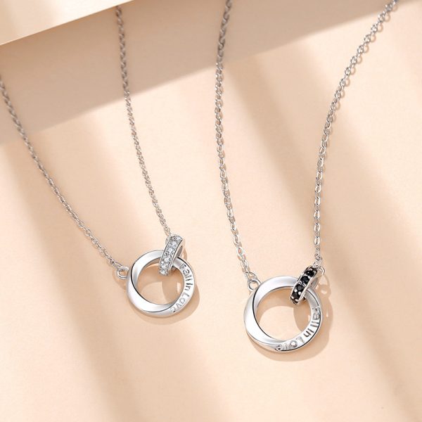 Silver Couple Necklace With Double Mobius Strip Pendant - Image 5