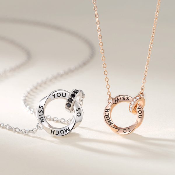 Silver Couple Mobius Strip Pendant Necklace