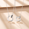 Silver Couple Necklace With Double Mobius Strip Pendant, Matching Design