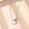 Silver Couple Necklace With Double Mobius Strip Pendant For Men