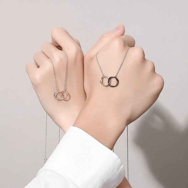 Silver Couple Necklace With Mobius Pendant detail view