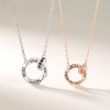 Silver Couple Necklace With Mobius Strip Pendant, Double Mobius Strip Design