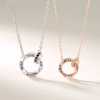 Silver Couple Necklace With Mobius Strip Pendant, Double Mobius Strip Design
