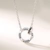 Silver Couple Necklace With Mobius Strip Pendant For Men, White Gold Color