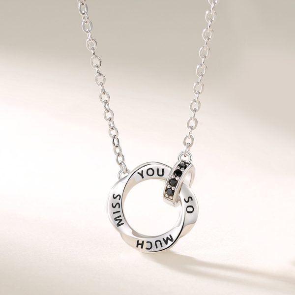 Silver Couple Necklace With Mobius Strip Pendant For Men, White Gold Color