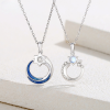 Silver Couple Necklace With Star Pendant, Silver Circle and Star