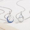 Silver Couple Necklace With Star Pendant Detail View