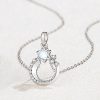 Silver Couple Necklace With Star Pendant For Women, Star Setting Moonstone Pendant