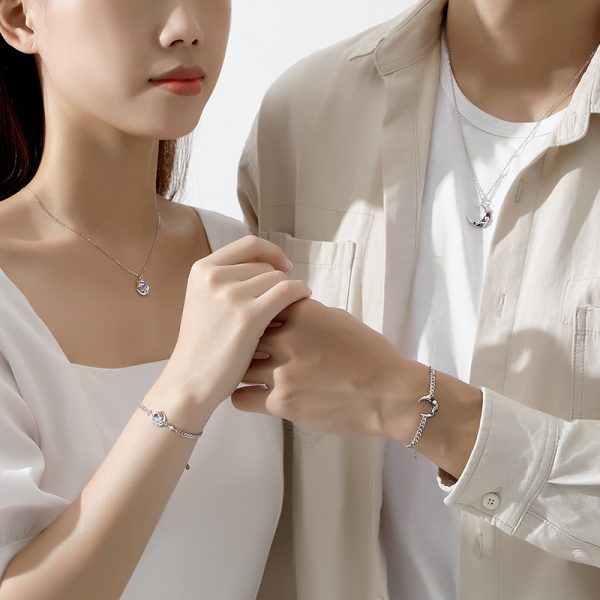 Silver Couple Prince And Rose Bracelets Wear View