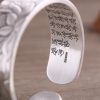 Solid S999 Sterling Silver Bangles of Heart Sutra 999 stamp