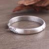 Sterling Silver Bangle Bracelet of Flower Engraved