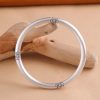Sterling Silver Bangles of Carved three Flowers front view