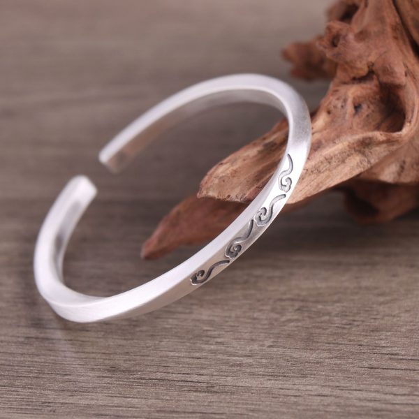 Sterling Silver Bangles of Clouds Engraved Twisted left view