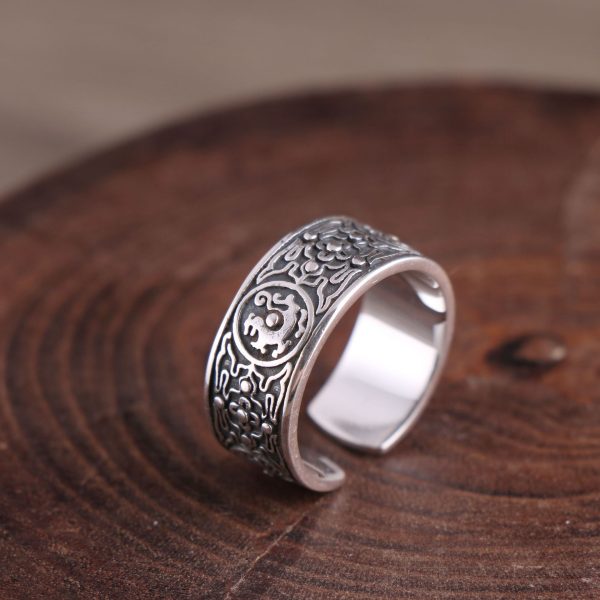 Sterling Silver Chinese Mythical Beasts Ring For Men