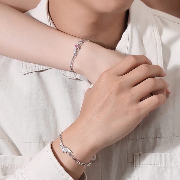 Sterling Silver Couple Angel Wing Bracelet of view image