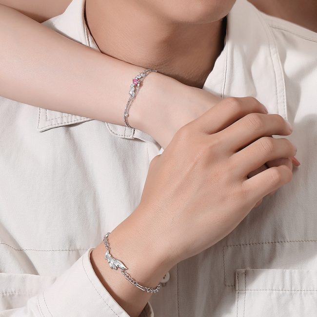 Sterling Silver Couple Angel Wing Bracelet of view image