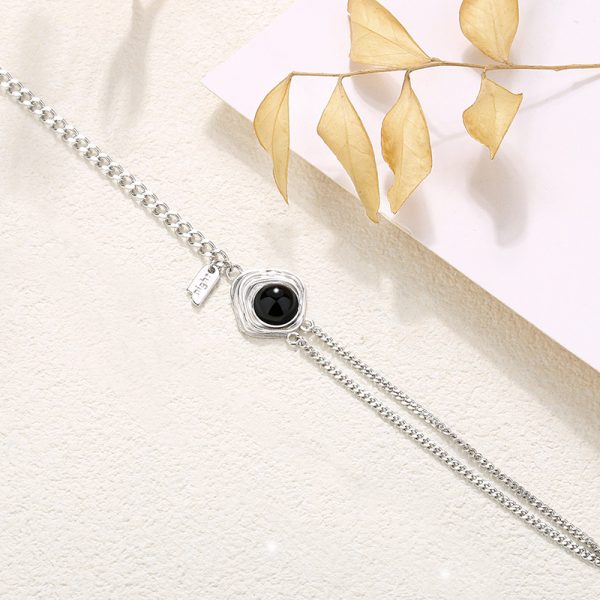 Sterling Silver Couple Bracelet for Black Onyx Bracelet, Men's bracelet