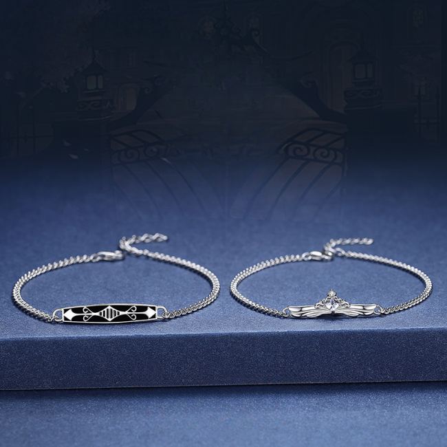 Sterling Silver Couple Knight Princess Bracelet, Silver Matching Bracelet