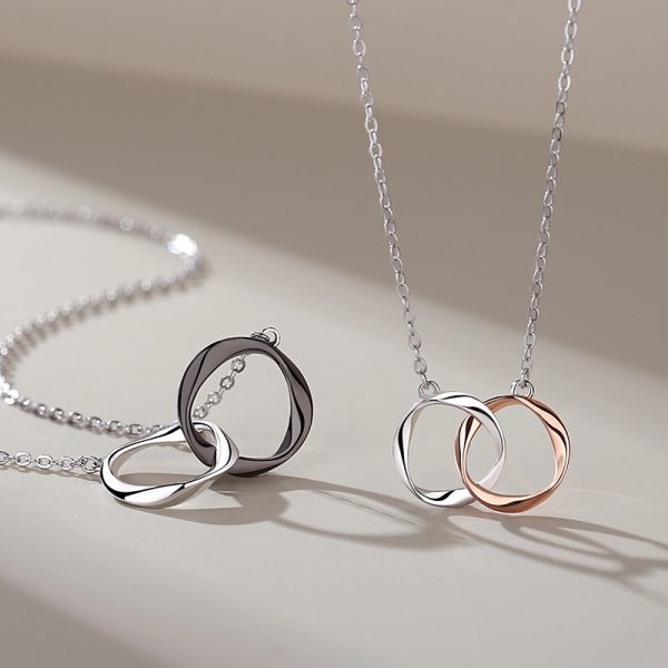 Silver Couple Necklace With Mobius Pendant - Image 3