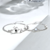 Star Sterling Silver Couple Bracelets, Matching design, made of 925 sterling