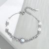 Sterling Silver Couple Star Bracelet for women, silver start and pearl bead bracelet