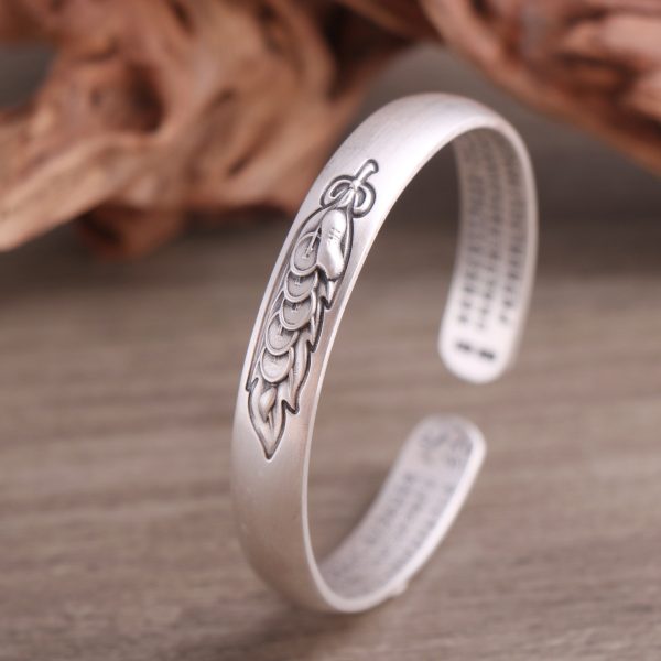 Five Emperor Coins Sterling Silver Bangles, Chinese vintage style, Good luck bracelet