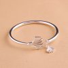 Ginkgo Leaf Sterling Silver Bangles for women, Ginkgo Leaf detail view, opening of the bracelet is in the shape of a ginkgo leaf