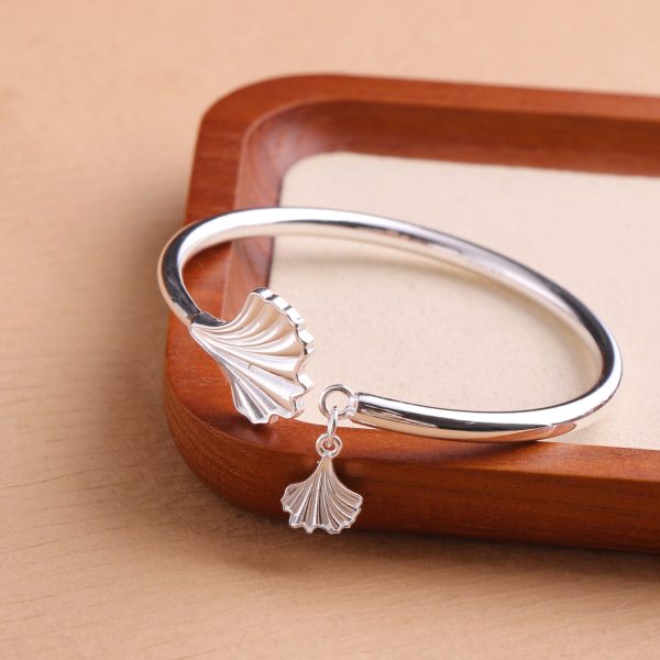 Sterling Silver Bangles Ginkgo Leaf left view