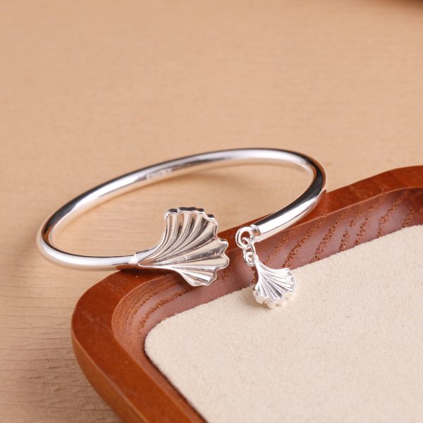 Sterling Silver Bangles Ginkgo Leaf right view
