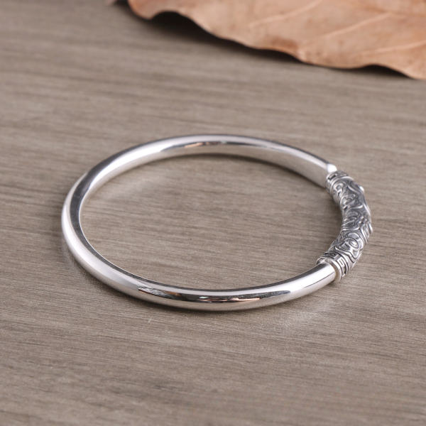 Sun Wukong 999 Silver Golden Cudgel Bangle Bracelet for men