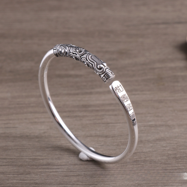 Sun Wukong Golden Cudgel 999 Silver Bangle Bracelet,