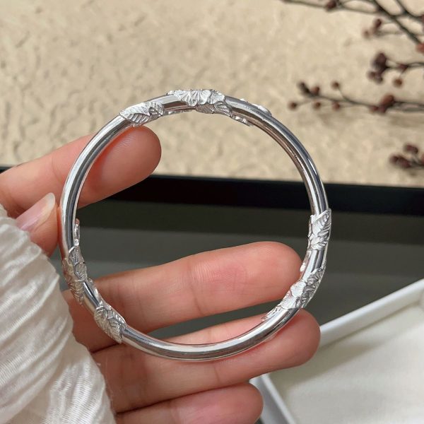 engraving Filigree Silver Bangles for women, hand made, Chinese style
