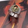 925 Sterling Silver Flying Eagle Ring, made of 925 sterling silver, weight about 12.2g, adjustable size open ring