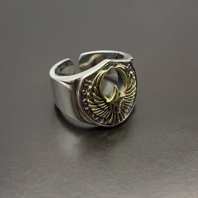 925 Sterling Silver Eagle Ring For men, punk style
